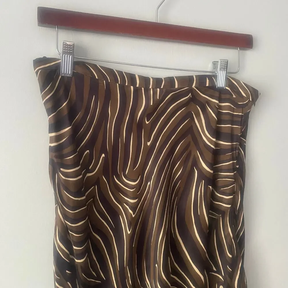 J. McLaughlin Louisa May Skirt Zambria Bias Black Brown Midi‎ Size 8 - Picture 5 of 7